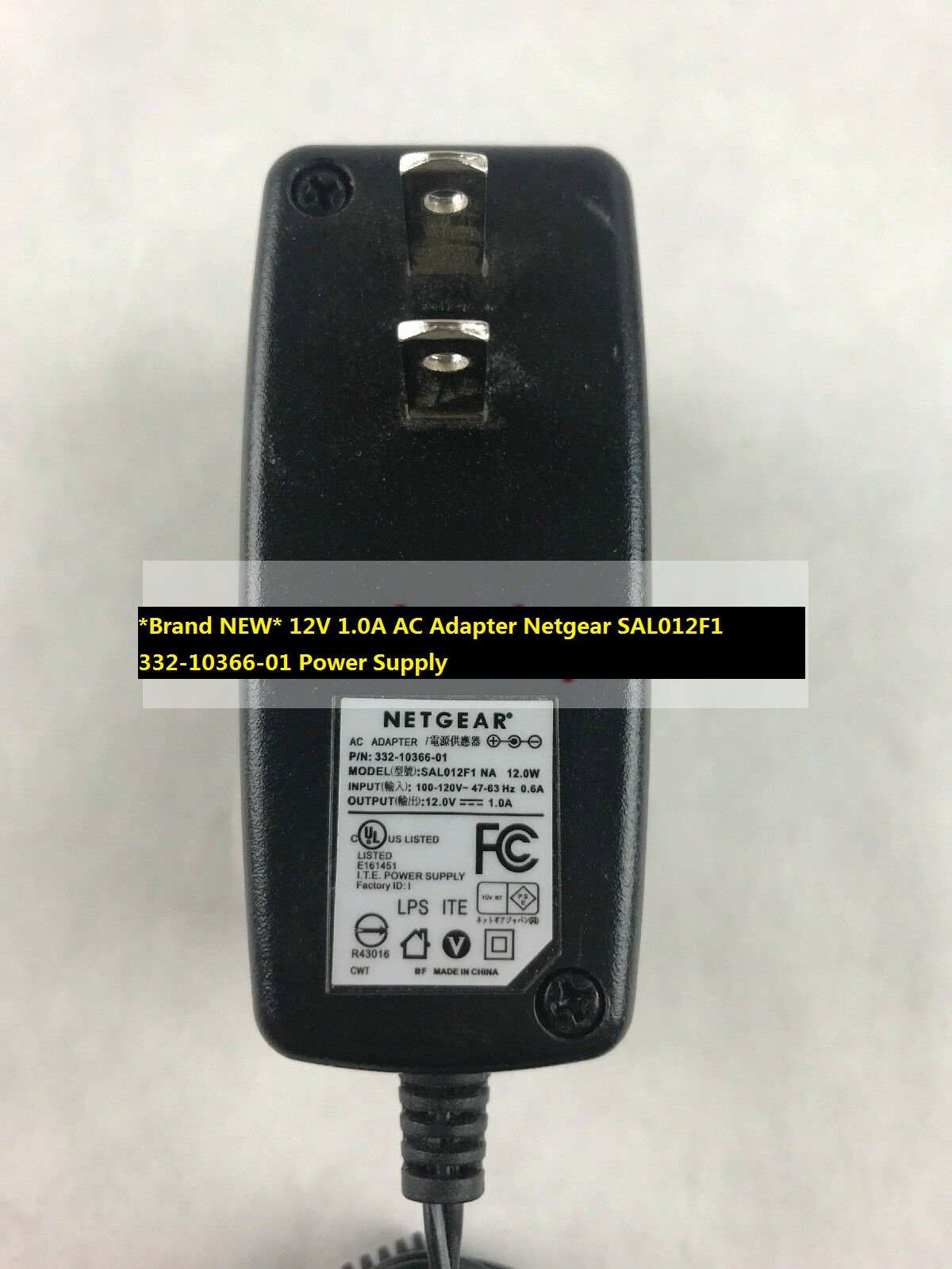 *Brand NEW* 12V 1.0A AC Adapter Netgear SAL012F1 332-10366-01 Power Supply - Click Image to Close